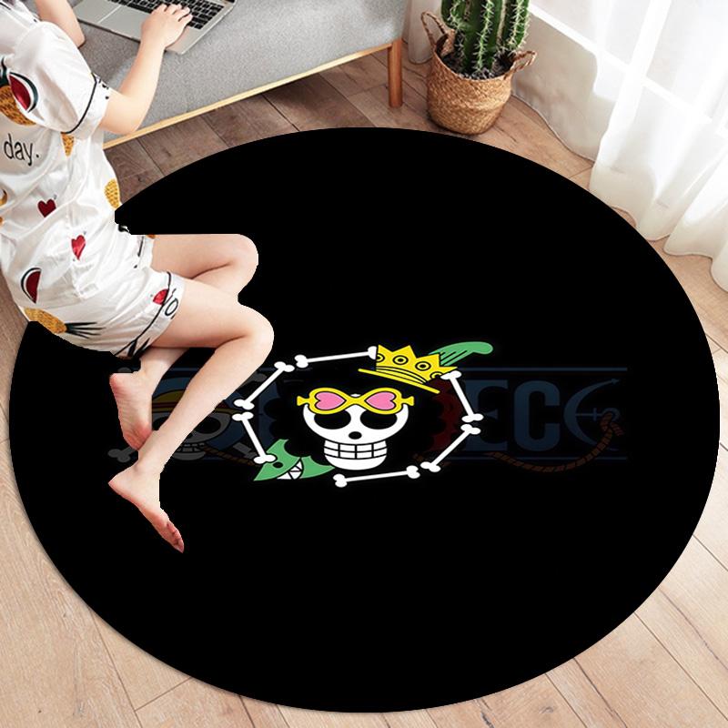 One Piece Logo Round Area Rug Carpet Rug For Living Room Bedroom Sofa Playroom Decor Nonslip Floor Mat