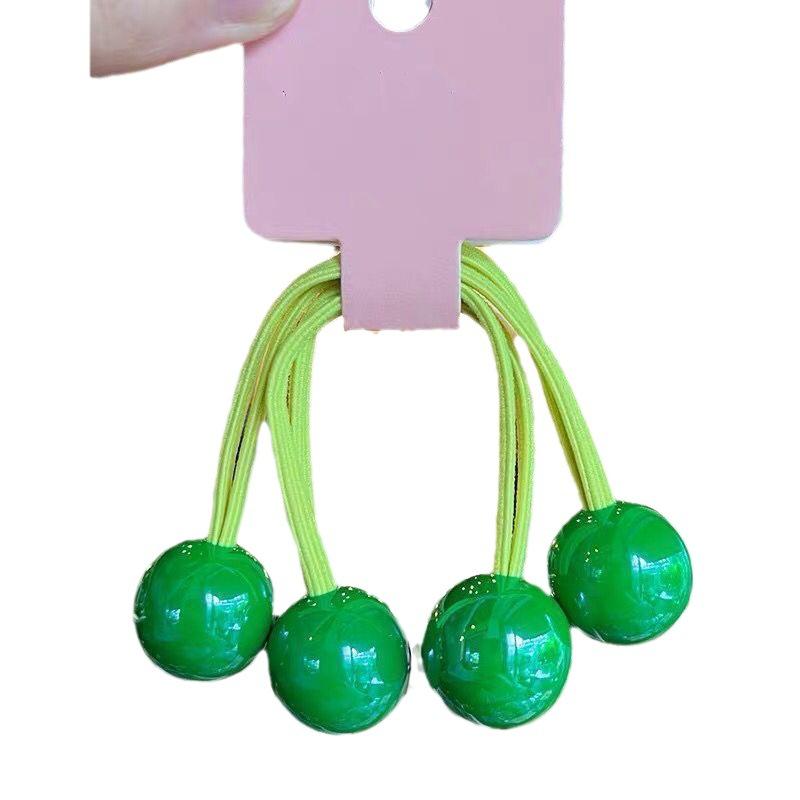 2/7pcs Cute Girls' Candy-Colored Long Rubber Bands, Ponytail Hair Bands, Round Balls, Colorful Headbands, Princess Headwear