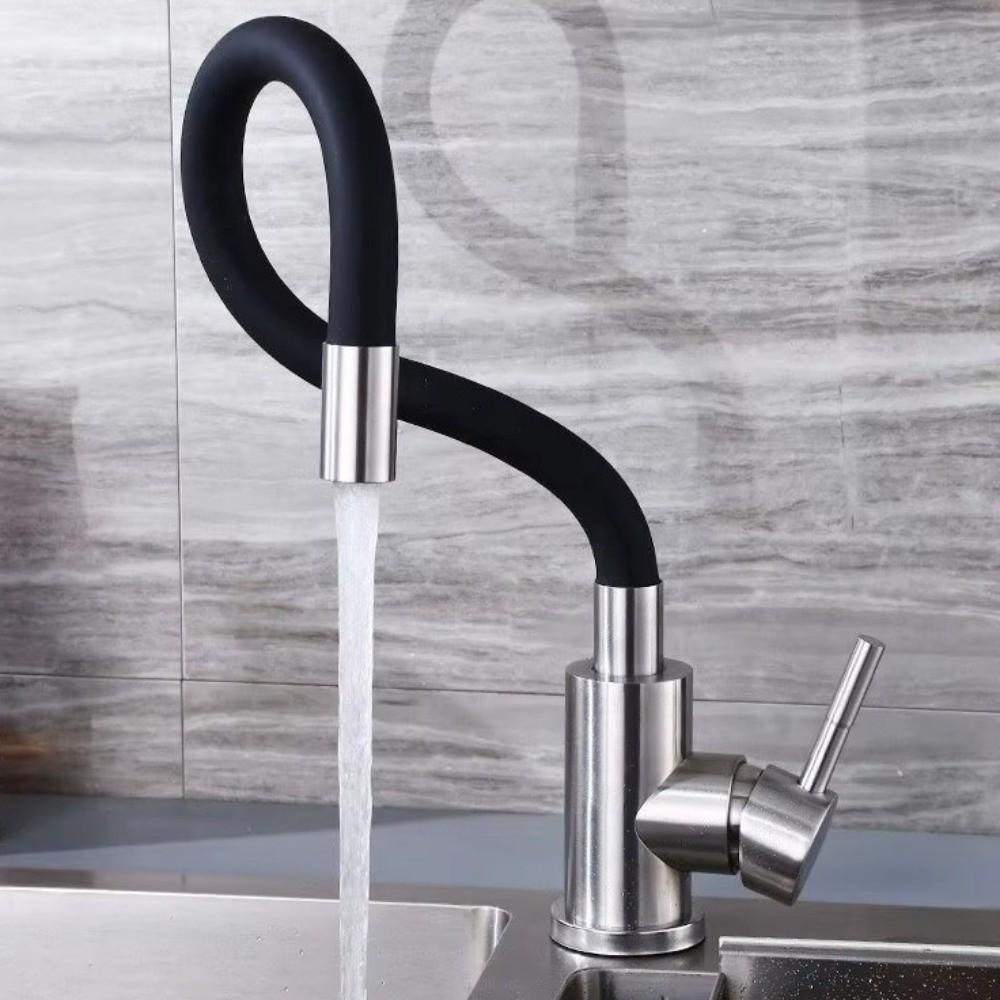 Flexible Hose Sink Faucet Stainless Steel Sink Tap Dual Modes Nozzle Water Mixer Tap  Kitchen Sink