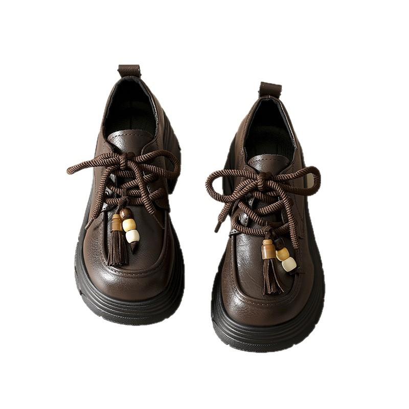 Platform British style loafers women's 2025 new versatile retro heightening women's shoes college jk with skirt small leather shoes