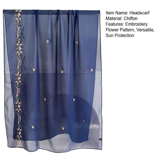 Headscarf Bohemia Style Embroidery Flower Protection Shawl Pattern Sun Commuter Anti-static Turban Hair Accessory