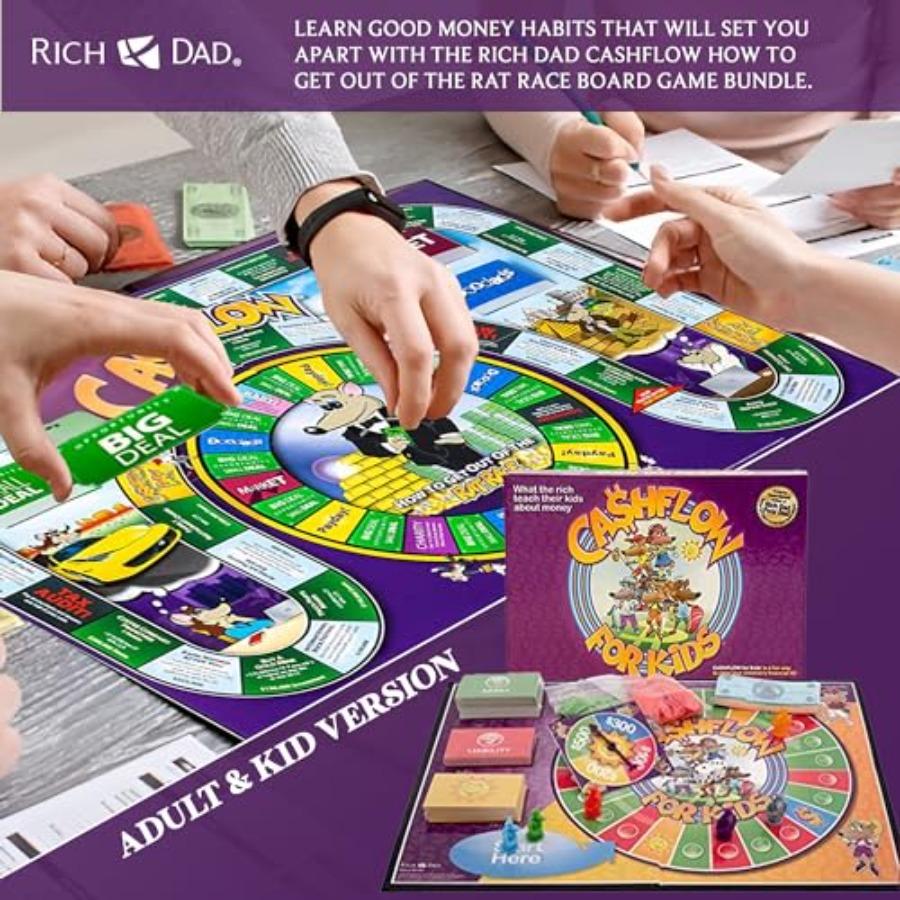 Cashflow How To Get Out of The Rat Race Board Game Set for Adults and Engaging Financial Literacy Learning Experience with Real