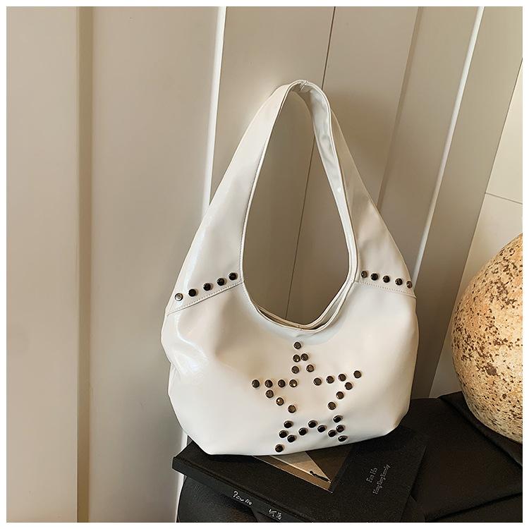 New Rivets Punk Style Pentagram Rivets Fashion Versatile Large Capacity Retro Shoulder Underarm Bag