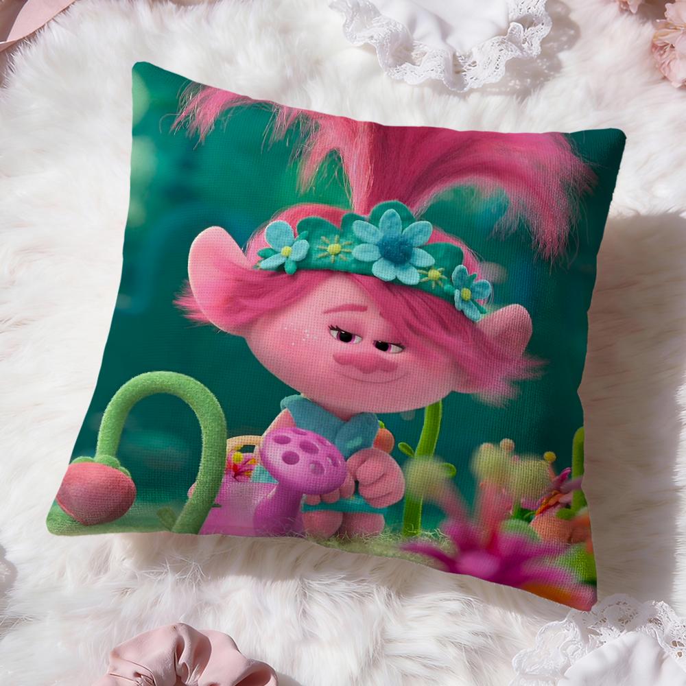 Trolls cute Cushion Cover Premium Comfort Reversible Pillow Cove -Two in One Design for Any Room & Car Interior