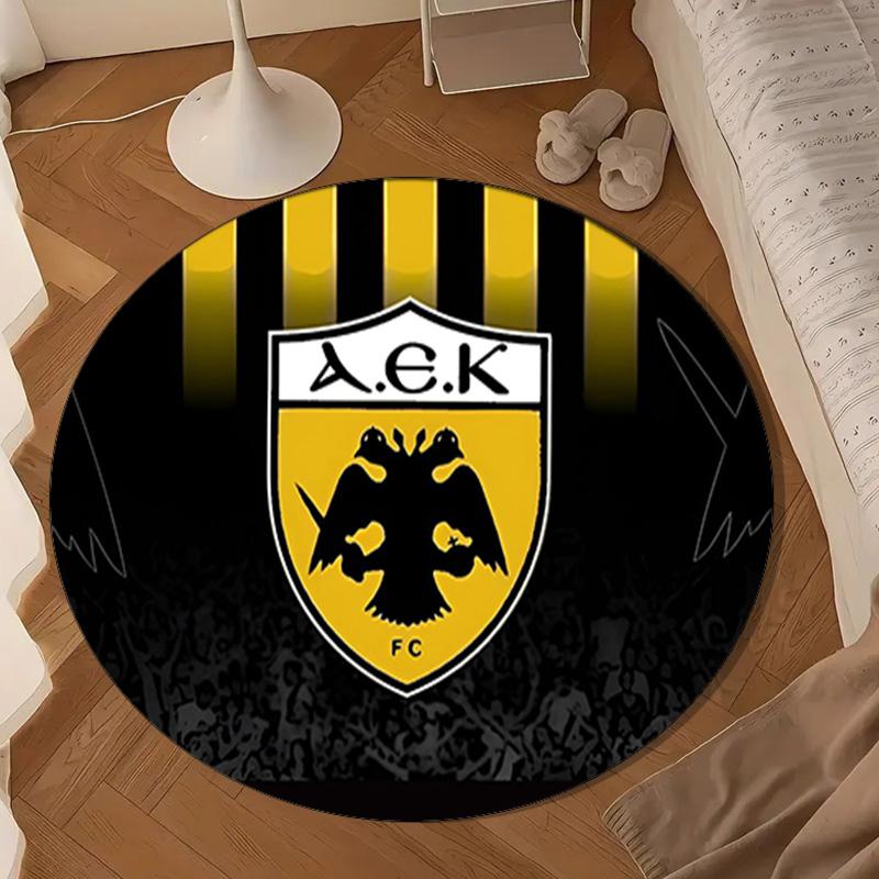 AEK AthensGolden And Black Crest Design Round mat Home Decor, Chair rug For livingroom,Bedroom, doormat home decor Birthday Gift Christmas Gifts