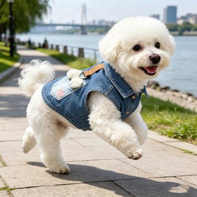Küçük Orta Boy Köpekler İçin Köpek Kıyafetleri Yazlık Köpek Kot Tişört Yumuşak Nefes Alabilen Kazak Köpek Yavrusu Kostümü Tasma Halkalı