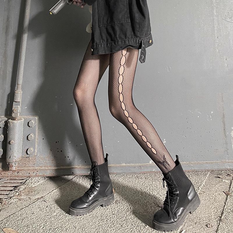 Jk Lolita Cross Fishnet Stockings Dark Gothic Style Lolita Japanese Star Black Stockings Jk Girl Harajuku Pantyhose Lolita One Size