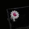 Fashion Jewelry Blossom Rich Ruby Emerald Ring Heavy Industry Luxury Full Of Diamonds Flower Ring