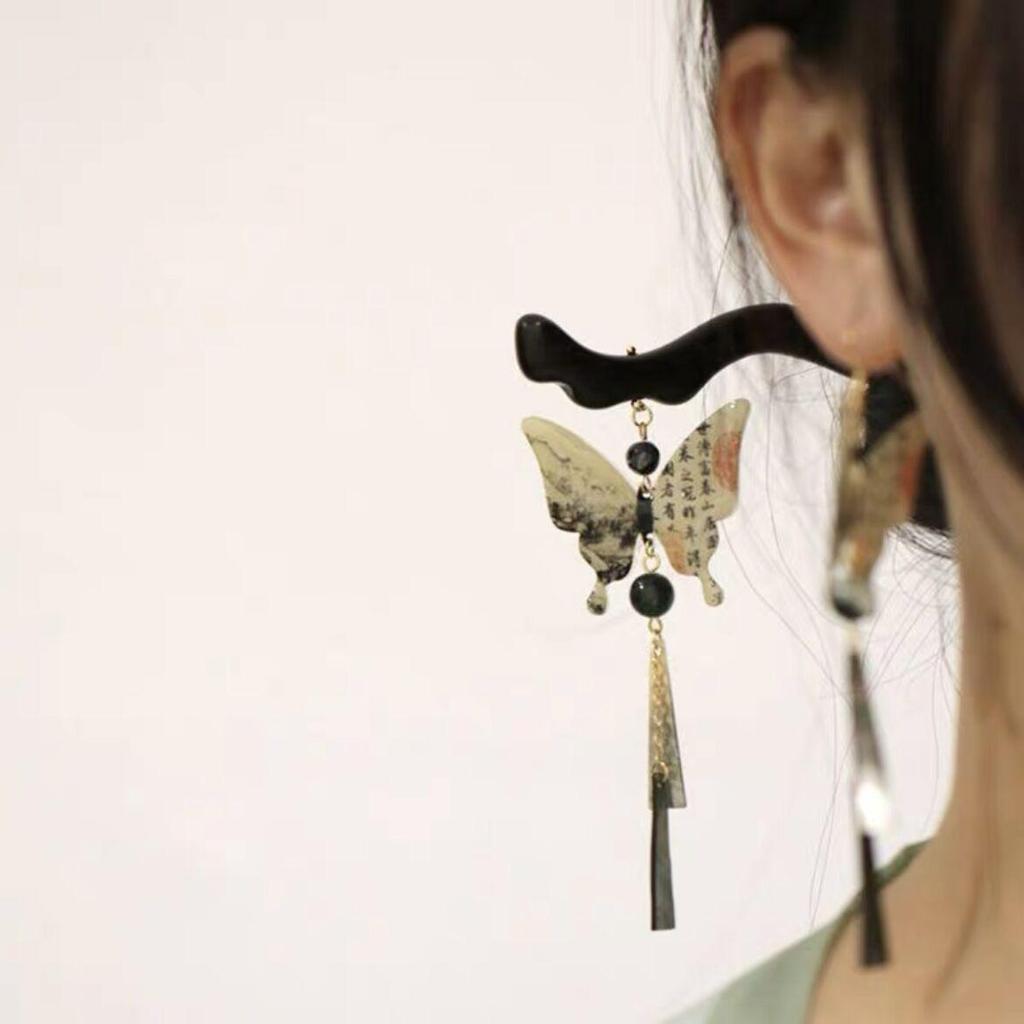 Magnolia Butterfly Tassel Hairpin - Elegant Chinese Style Women's Accessory
