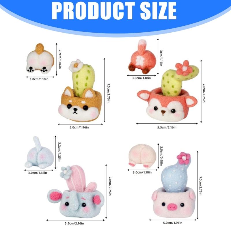 Beginner Friendly Wool Craft Set Animal Plant Creations With Fibers