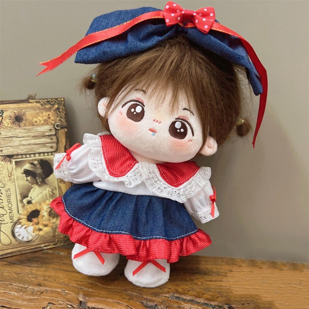 20CM Doll Dress Suit Multicolor Doll Cap Dress Gift Miniature Clothes  Cotton Stuffed Doll