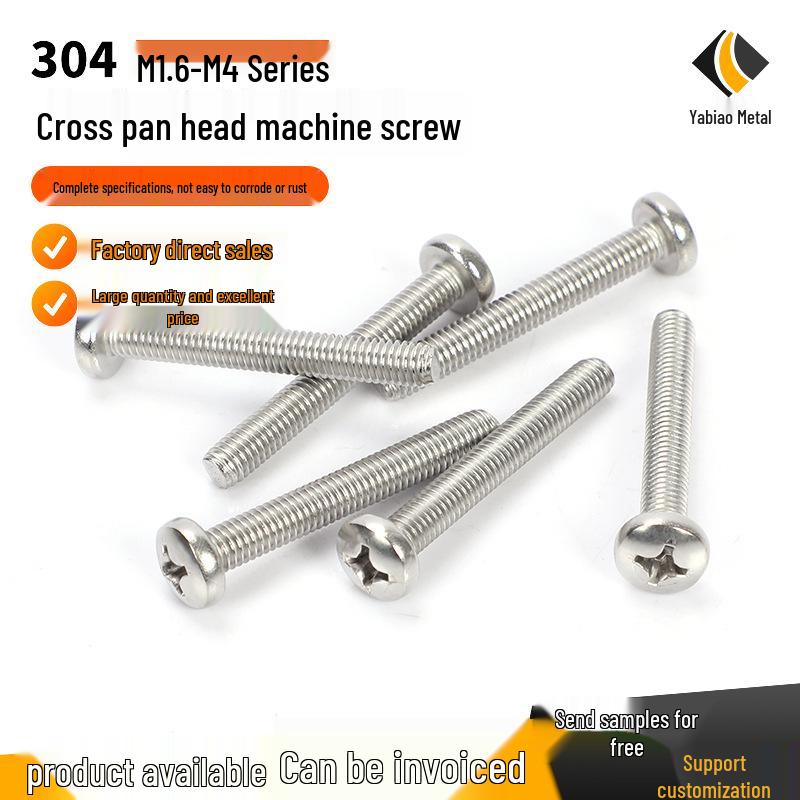 Philips Pan Head Machine Screw, Semi-Round 304 Stainless Steel, M1.6-M4
