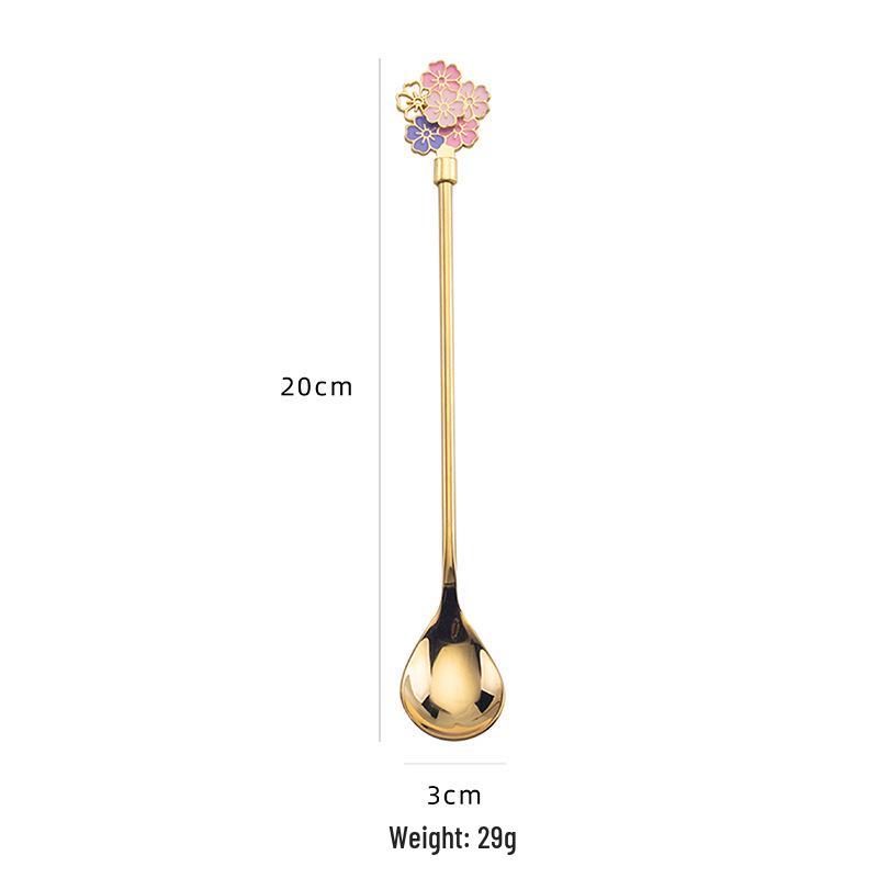 Sakura Long Handle Dessert Spoon for Tea, Coffee, and Ice Cream
