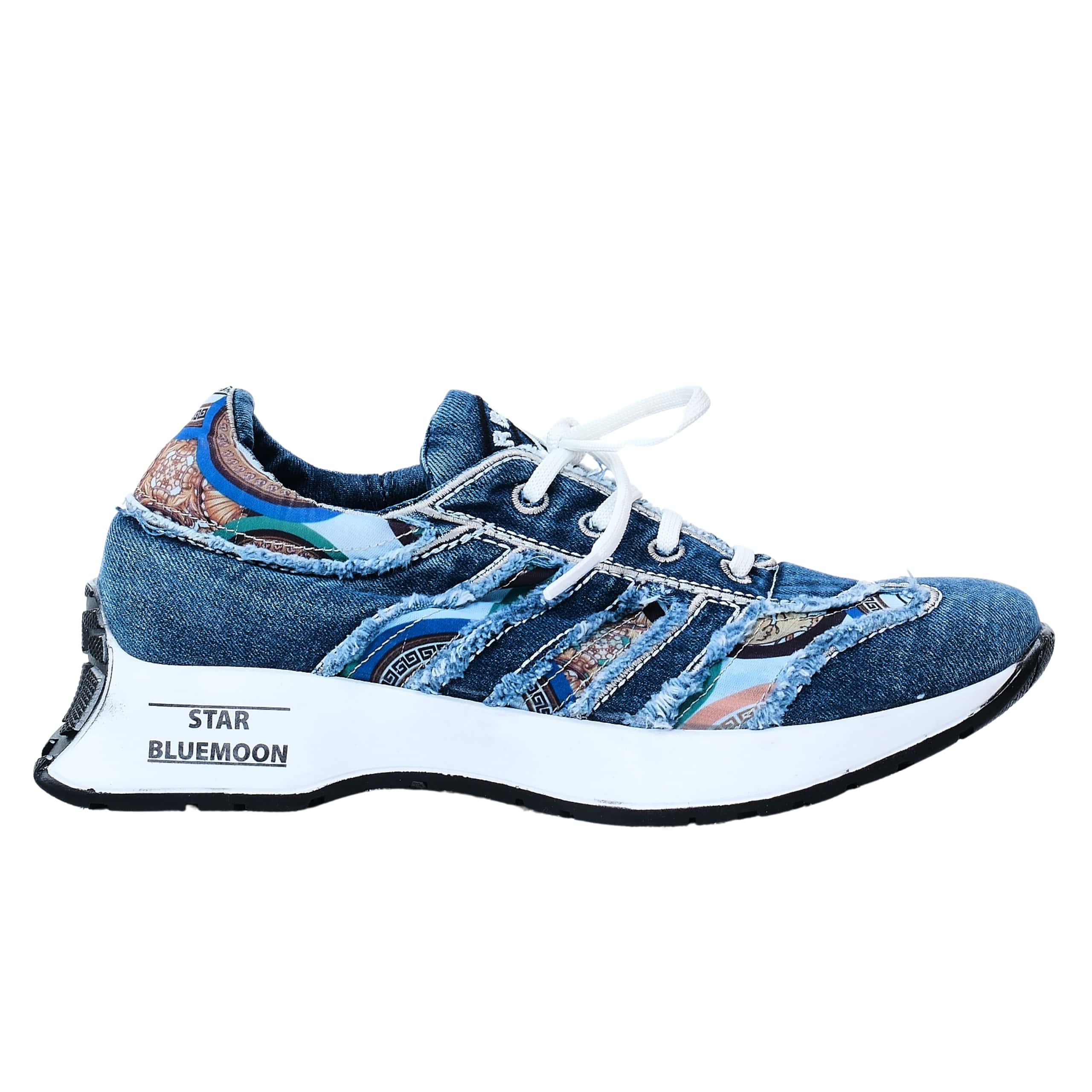 

Denim Sneakers, Handmade Women s Sneakers / Birthday Gift 36 синій