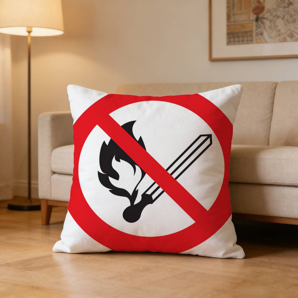 Warning Icon Danger Banning Pillow Case For Sofa Living Room Home Office Decor Protective Cover