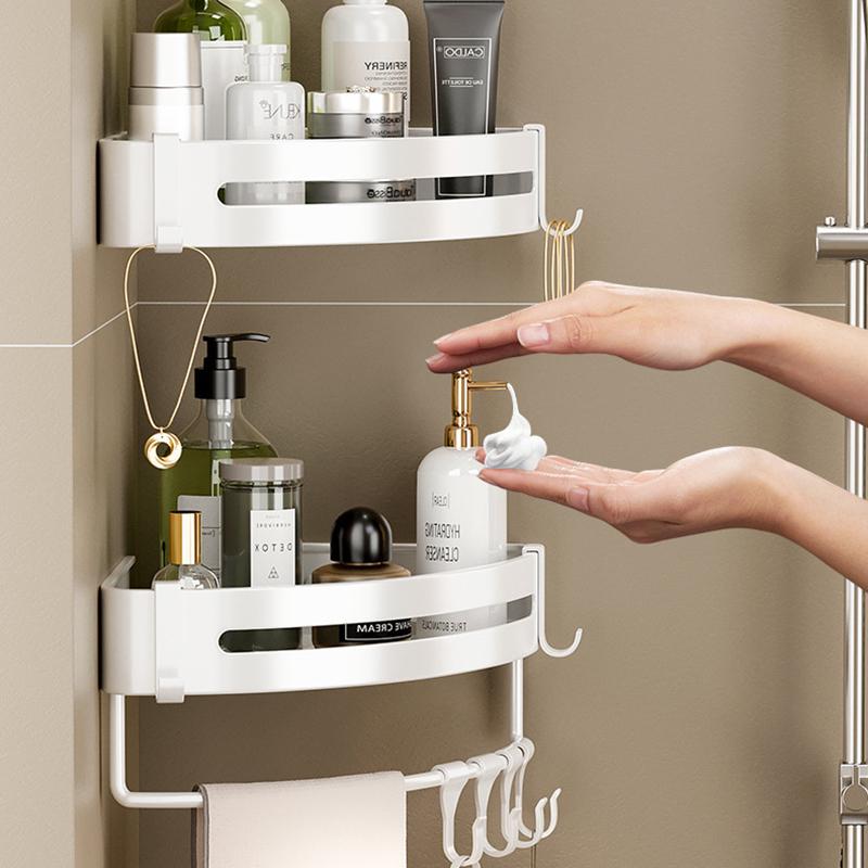 Bathroom Accessories Shelf Shower Shelves Shampoo Storage Rack Kitchen Storage Holder Punch-Free Wall Mounted Organizer