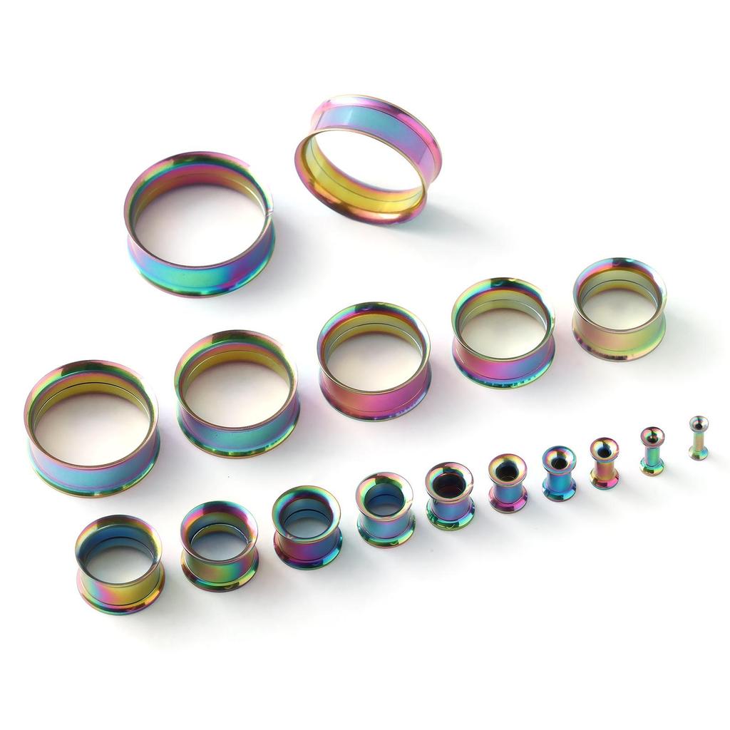 Stainless Steel Double Horn Ear Expander - European & American Fashion Piercing Accessory