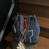 Denim Women Tote Bags Vintage Drawstring Bag Stylish Kitty Shoulder Bags  Handbag