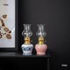 Hand-Painted Floral Retro Kerosene and Ceramic Butter Lamp - New Chinese Style Night Light for Bedroom and Study