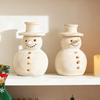 Terracotta Snowman Decor Handcrafted Resin Snowman Figurines Christmas Holiday Rustic Winter Tabletop Decor