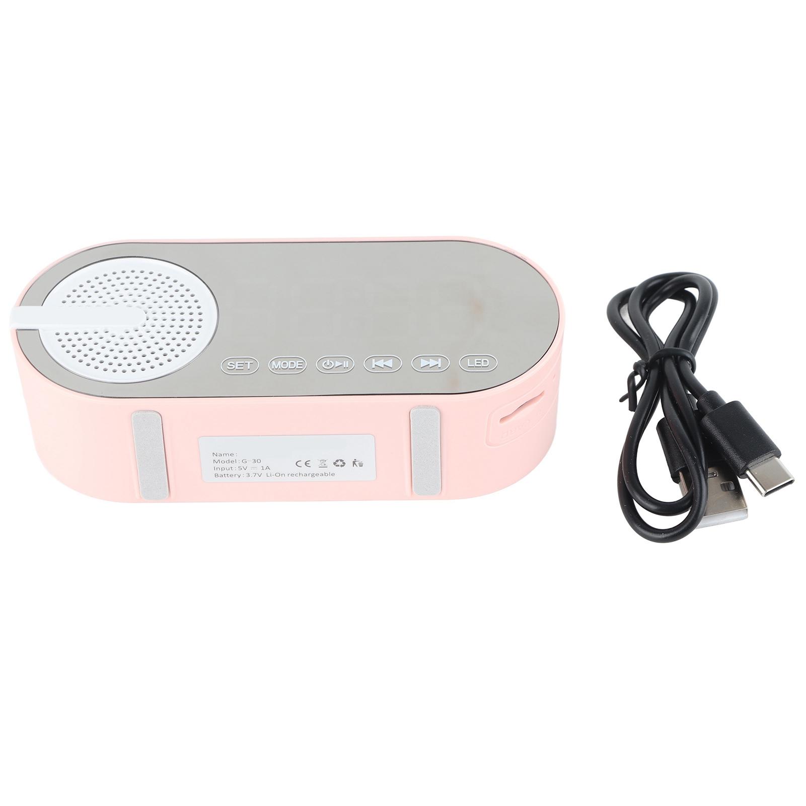 

Bluetooth 5.0 Динамик Зеркальные Часы Тяжелые Басы FM Радио Перезаряжаемые Цифровые Часы-Будильник с Цветом Pink