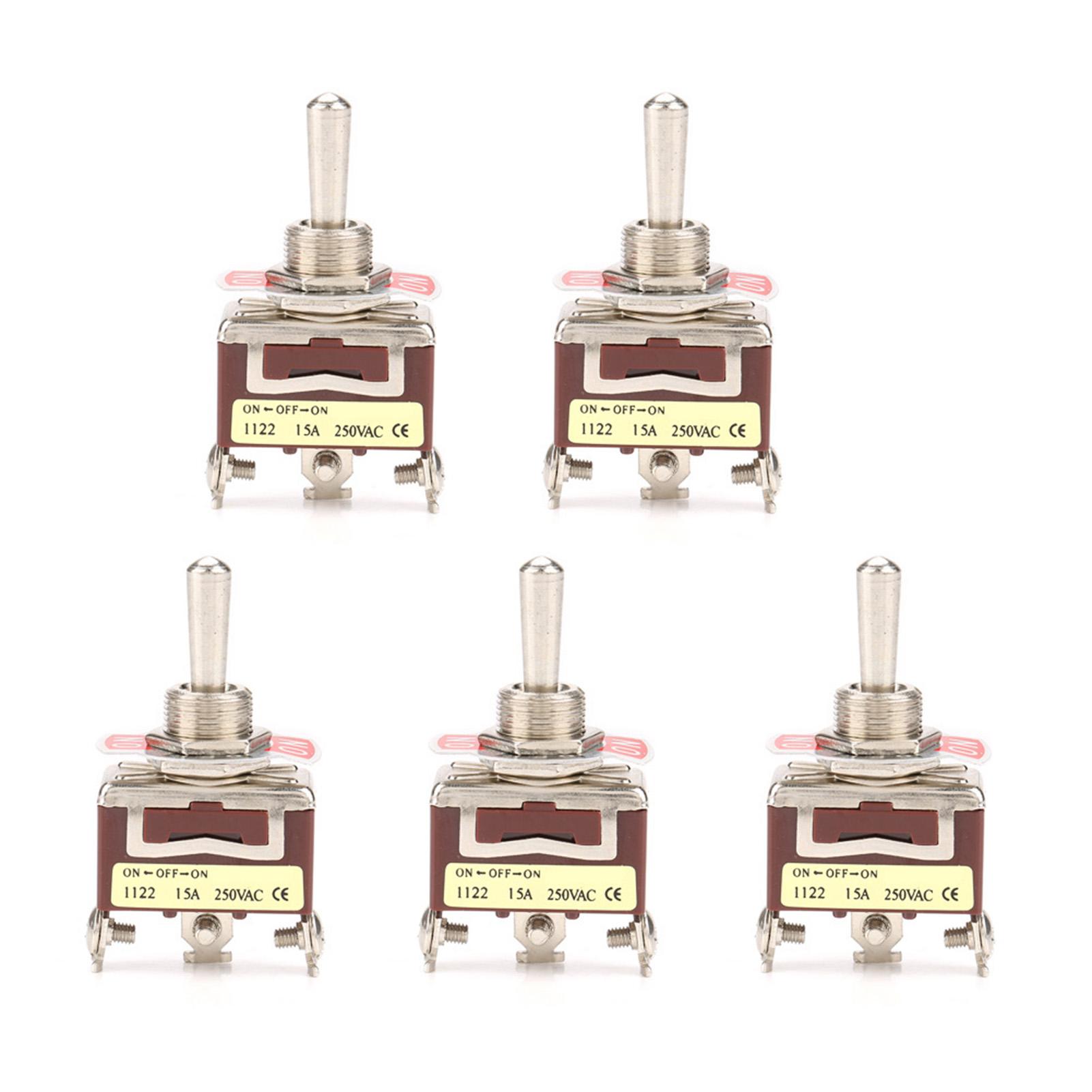 

5Pcs ONOFFON 3 Position Toggle Switch 3 Pin 12mm 15A 250VAC