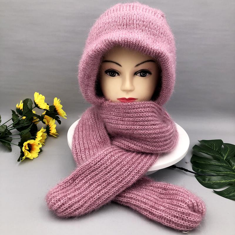 Frauen Winter Gestrickte Kapuze Hut Schal Kappe Dicke Warme Outdoor Stilvolle Schal Hüte Weibliche Herbst Headwear Mädchen Mode Elastische Mützen