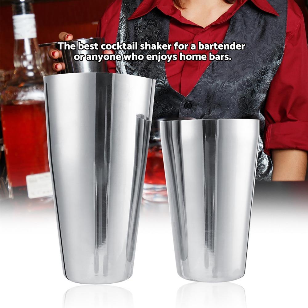 2 Piece Silver Wine Shaker Stainless Steel Drink Mixer Cocktail Shaker Set Mixing Making 800/600ml