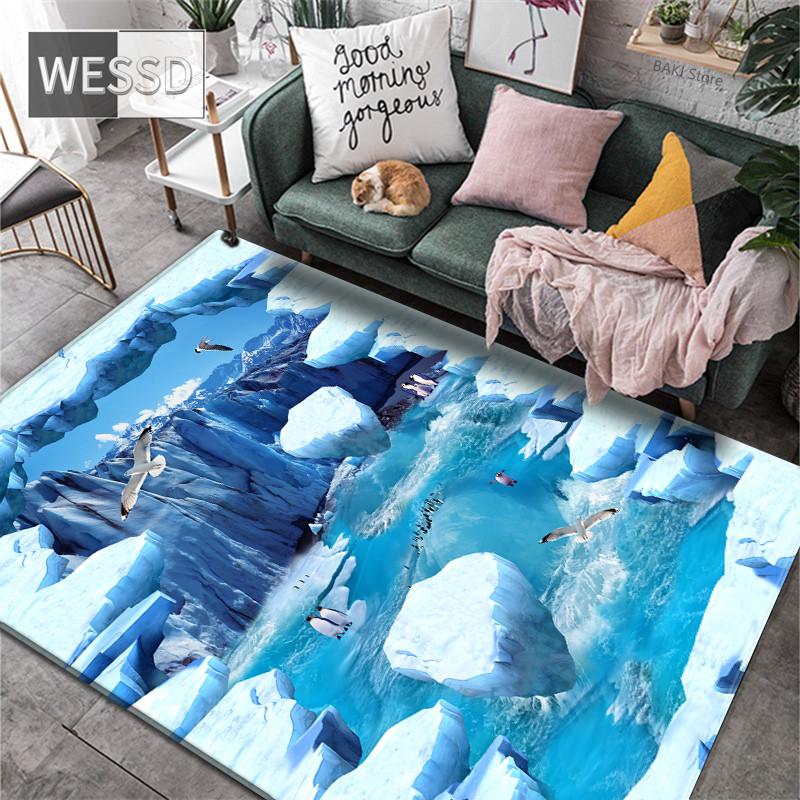 A.Monamour Set Tappeti Bagno 3 Pezzi Con Motivo Delfini Sottomarino 3D, Antiscivolo E Morbido, Include Tappeto 80x50cm, Tappeto U 50x40cm E Coperchio Water 38x43cm, Blu