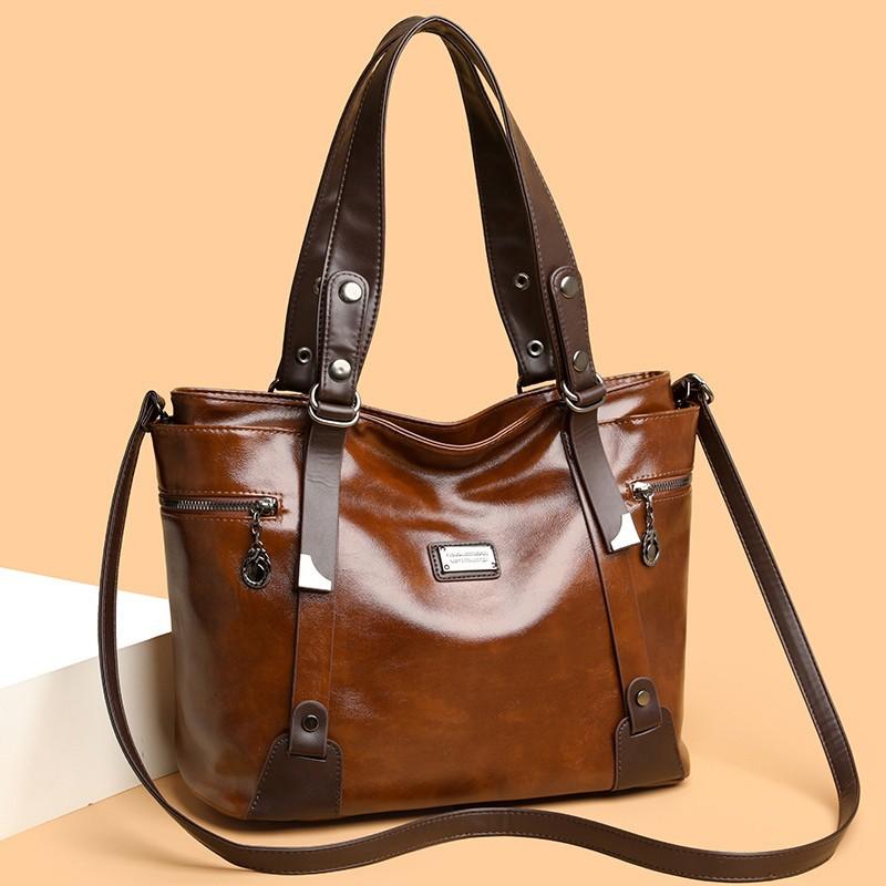 Elegante PU-Leder-Tragetasche für Damen – Schultertasche mit großem Fassungsvermögen, verstellbarem Riemen und Vintage-Design, perfekt für den täglichen Gebrauch