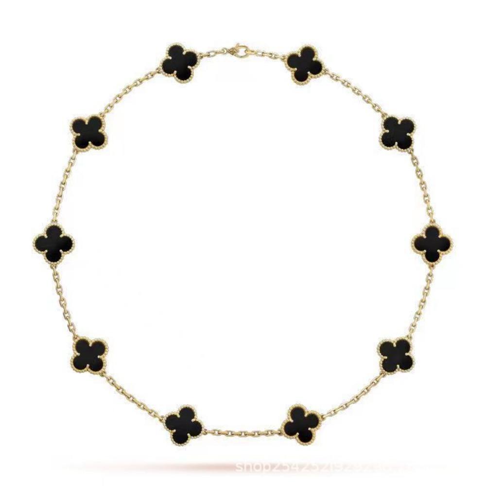 Four-leaf Clover Necklace Double-sided Four-leaf Clover Clavicle Chain High-end Luxury Women s Necklace 18K