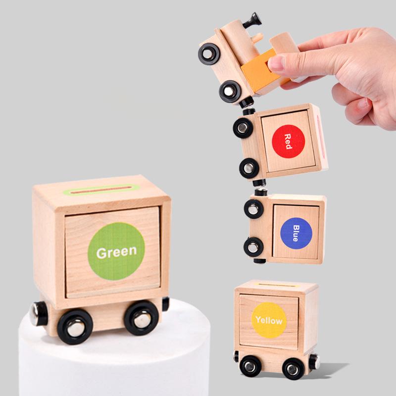 Wooden Magnetic Train Set, Early Educational Toys For Kids, Color And Shape Sorting Game, Fine Motor Skills Development Toy