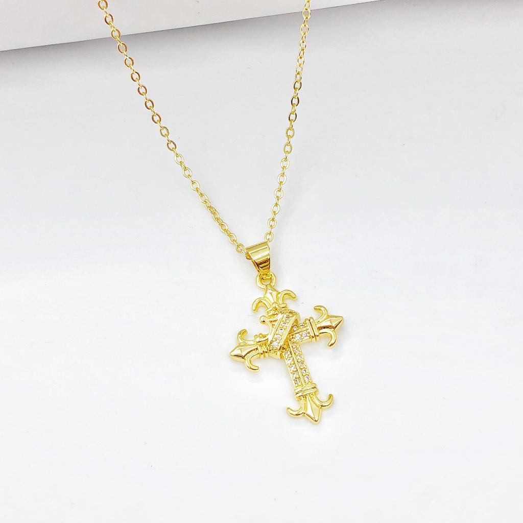 Virgin Mary St. Jude Prayer Shining Rhinestone Pendant Necklaces Gold color Women/Men Religious Neck Jewelry for Daily Wear