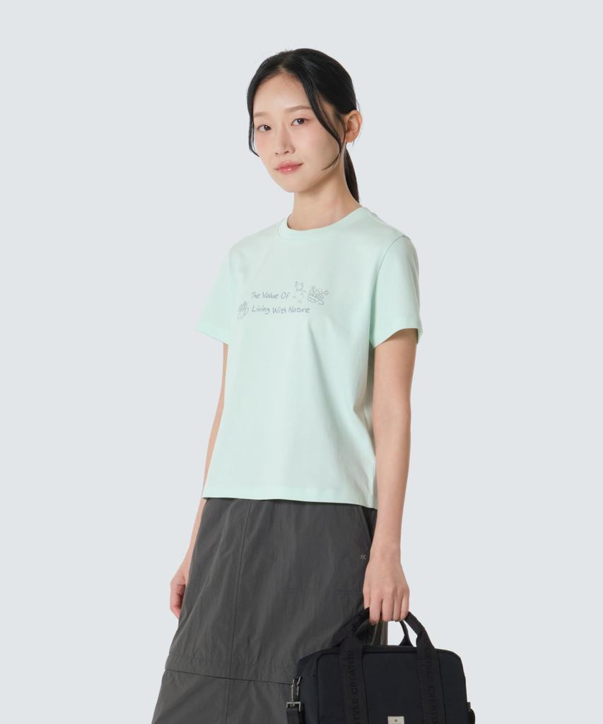 SNOWPEAK APPAREL Aerocool Women'S Crop Lettering Short Sleeve T-Shirt (S26Mwfts25) Mint