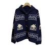 Korean Style Knit Horn-Button Jacquard Sweater Coat - Women's Retro Loose Cardigan for Autumn/Winter