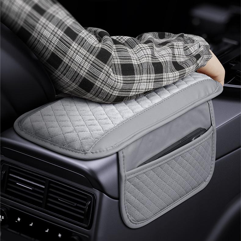 Car Plush Armrest Box Pad Height Increasing Pad, Storage Bag Car Multifunctional Sponge Protective Pad Winter Interior Supplies