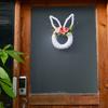 Easter Bunny Wreath for Front Door Yarn Wrap Rabbit Shaped Wreath with Artificial Flowers for Spring Porch Wall Window Indoor Outdoor Decor