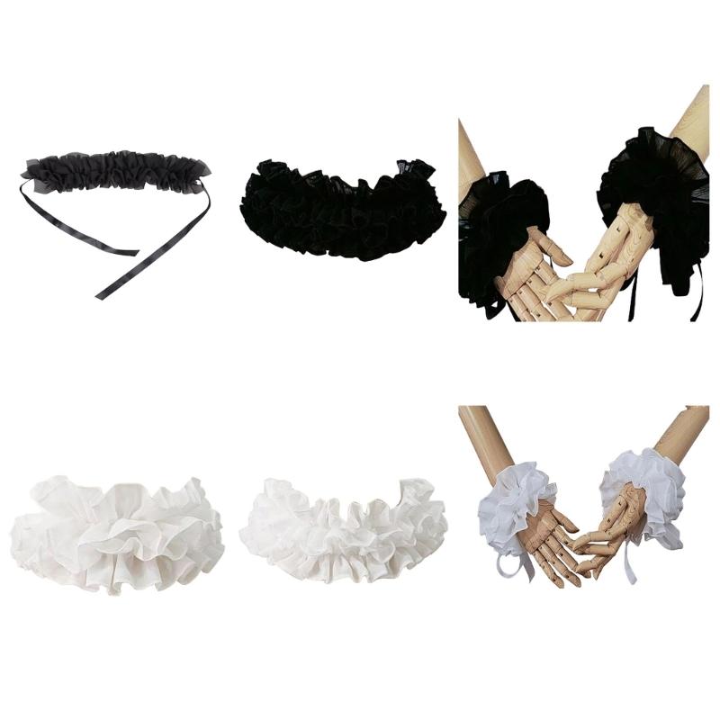 Women Victorians Chokers Neck Ruff False Collar Wrist Cuffs Renaissances Costume