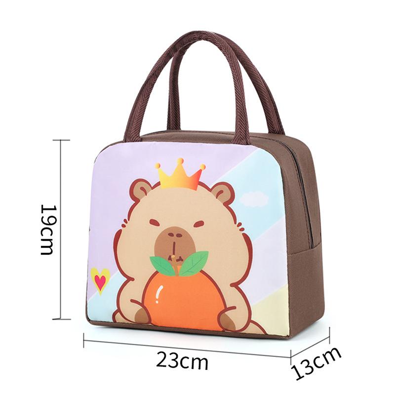 Tegneserie Capybara Lunsjpose Isolert Matbeholder Bærbar Termisk Matboksveske Multifunksjonell Barn Skole Piknik Matpose