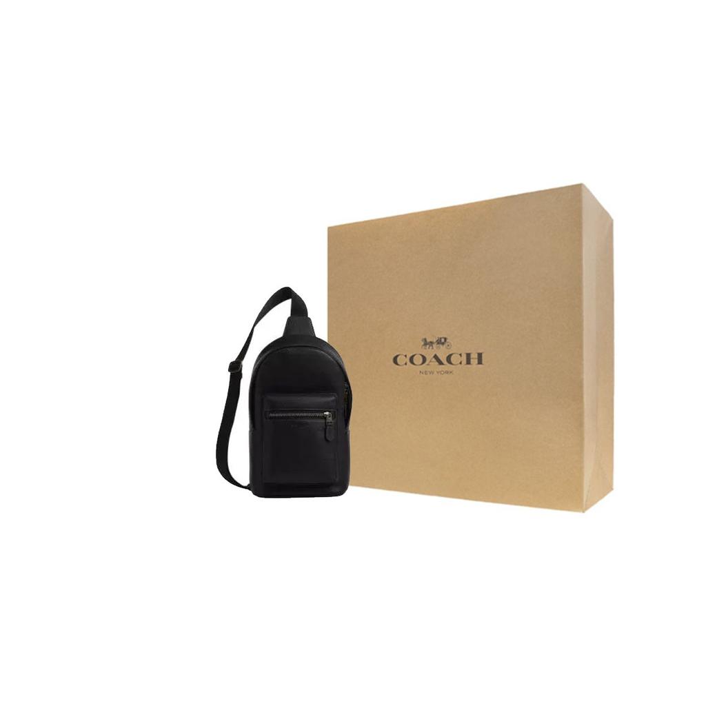 Coach 20 Zipper Adjustable Shoulder Strap Pebble Leather Crossbody Waist Bag Small Men bags Black CY206-QBBK