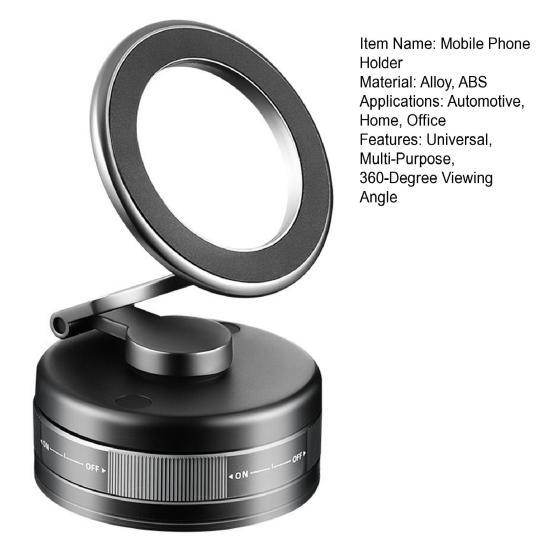 Magnetic Vacuum Car Phone Mount 360 Degrees Rotatable with Strong Suction Air Vent Dashboard Holder for Navigation Universal Foldable Smartphone Stand