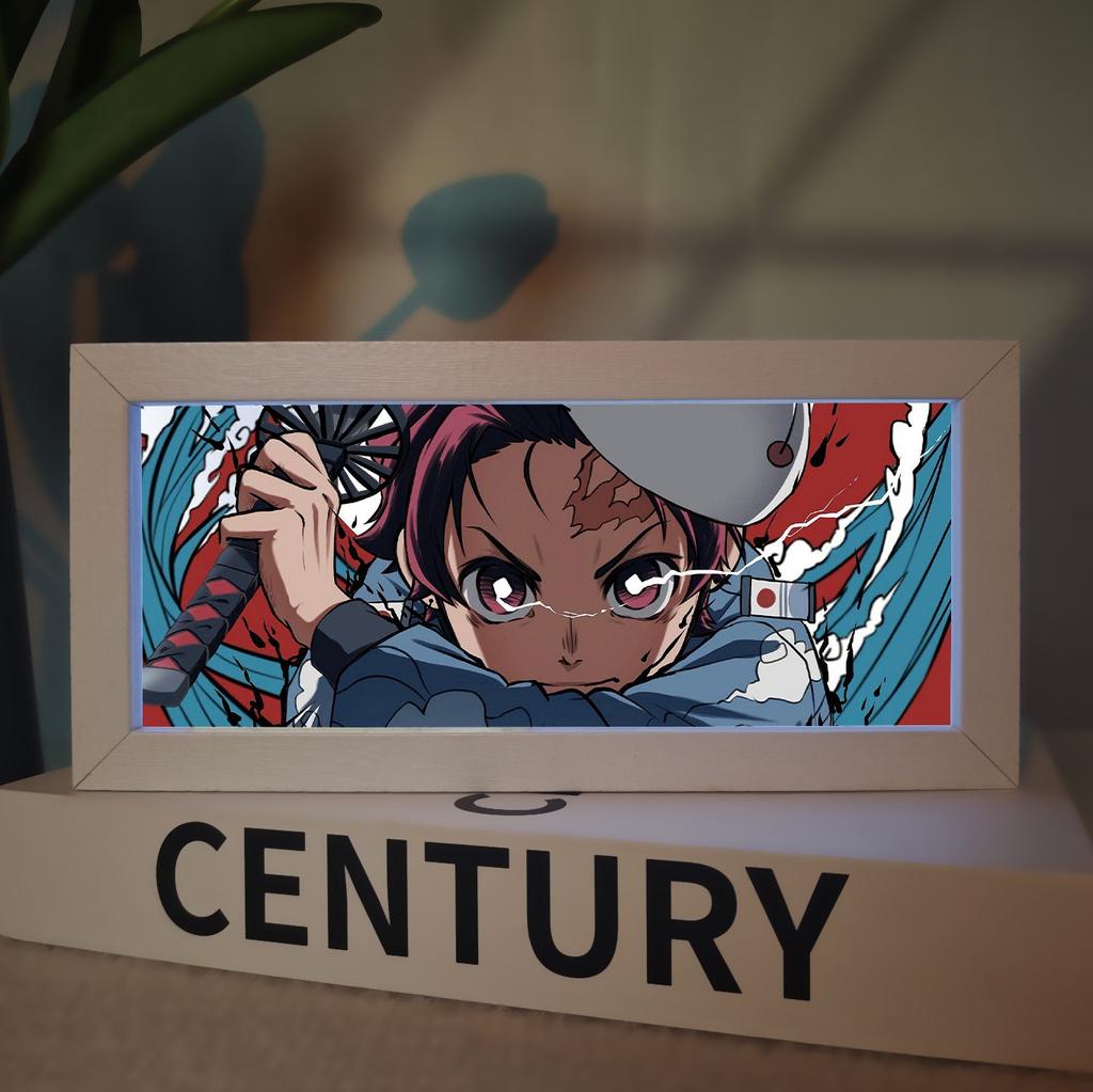 Demon Slayer Picture Frame Night Light Bedside Table Decor Nezuko Anime Peripheral Figures Ornaments Cartoon Lamp Birthday Gifts