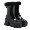 Fashion 2025 New Women's Boots Autumn and Winter Plush Neckline Warm Black Round Head Locomotive Retro Cool Thick Bottom Horse Boots