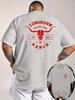 Unisexs 100 Cotton Tshirt With A Bull Skull And Western Design Casual Everyday Street Style Crew Neck Shortsleeved Top