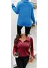 2026 Autumn/Winter Plus Size Women's V-Neck Long Sleeve Ribbed Brushed Loose Top