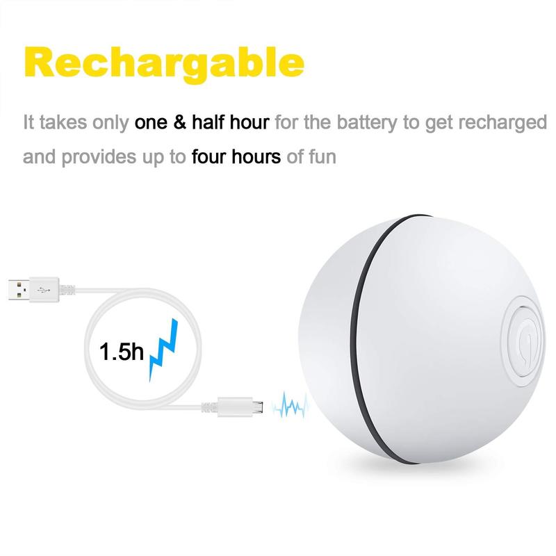 Smart Cat Toys Cat Toys Animals Interactive Rolling Auto Rolling Self Rotating LED USB Light (White)
