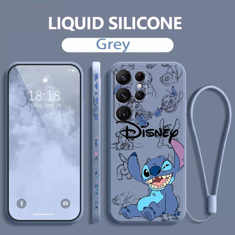 

Disney Lilo & Stitch Angel Для Samsung Galaxy S24 S23 S22 S21 S20 FE S10 Ultra Plus Lite 5G Жидкий Чехол-веревка слева Чехол для телефона Samsung S23 5G
