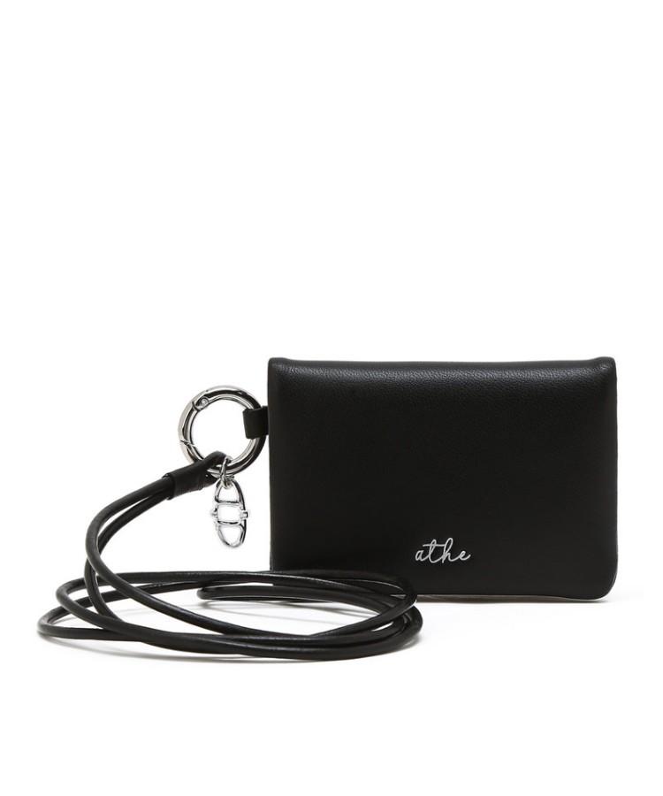 Athe Vanessabruno [Deux] Black Lambskin 2.5-Fold Card Wallet Aaho6E589Bk
