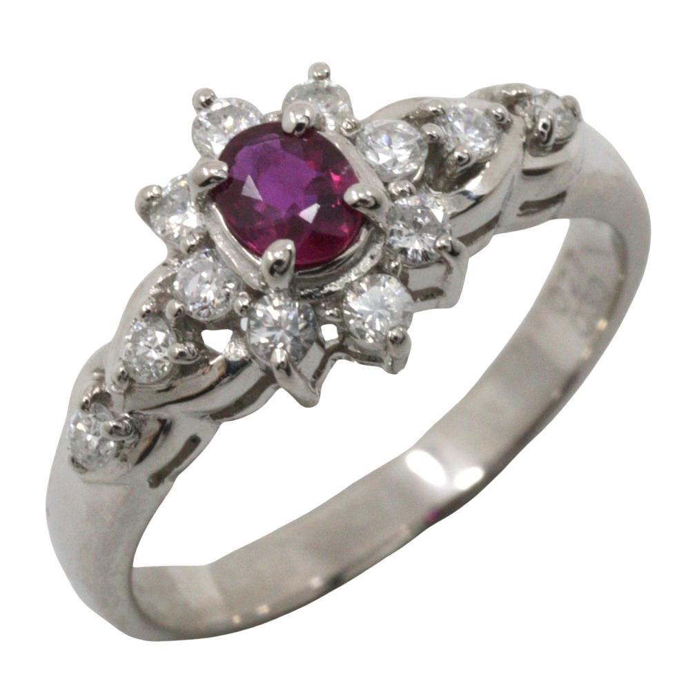 

Ring Pt900Platinum/Ruby/diamond #5.8(US Size) 4.1g Women Used