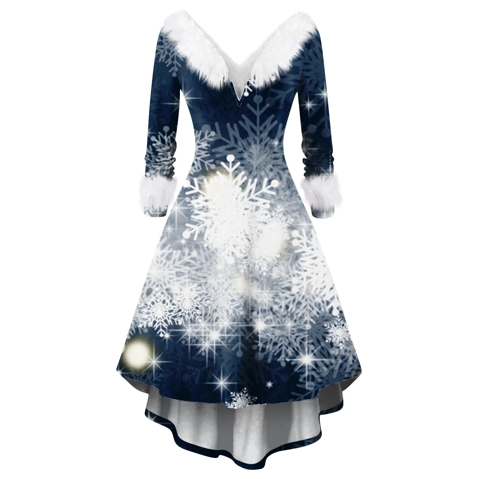 

Женское модное повседневное платье с v-образным вырезом и рождественским принтом для вечеринки с длинными рукавами XXXL